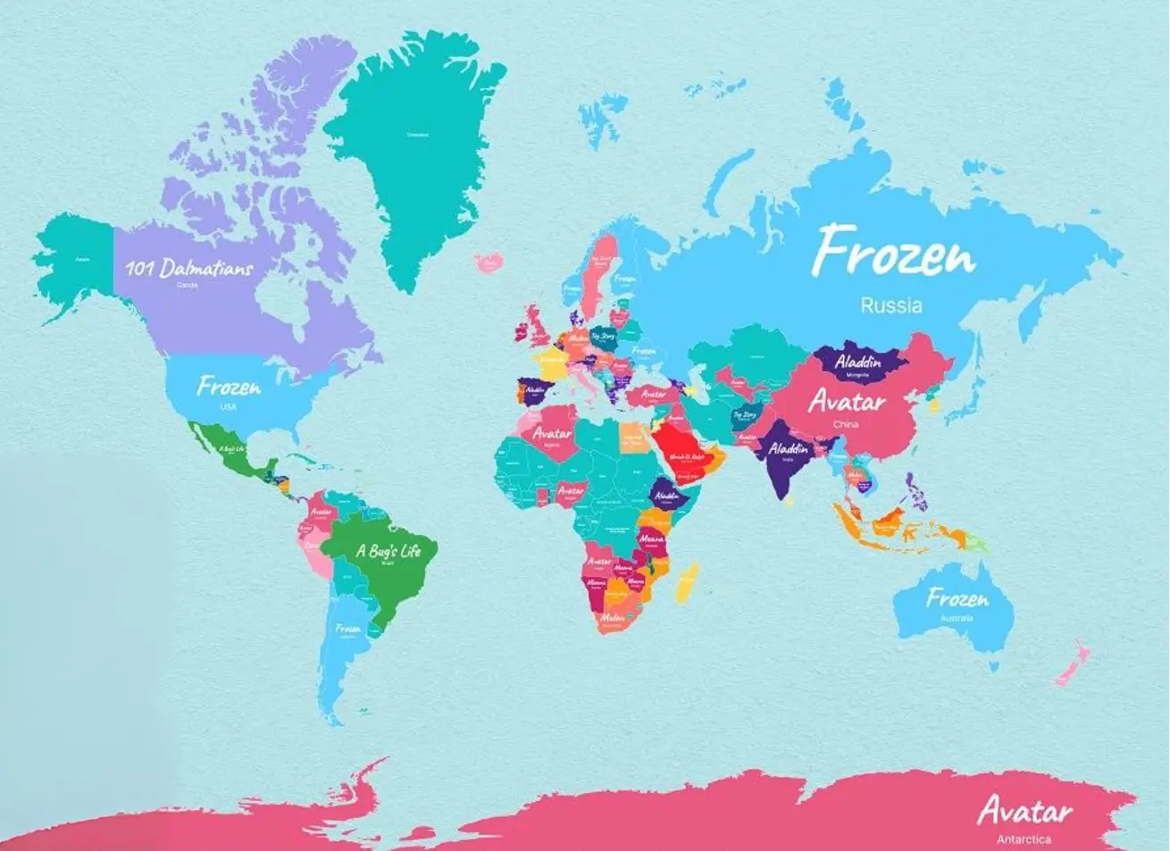 Mapa ilustrado dos destinos Disney ao redor do mundo